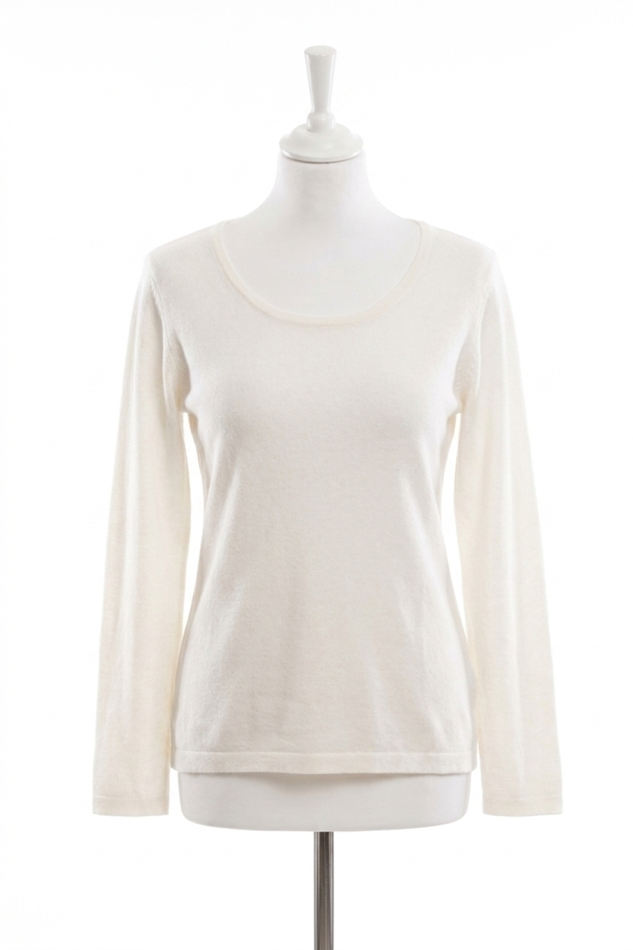 NEW ANGEL long sleeve scoop neck top in ivory